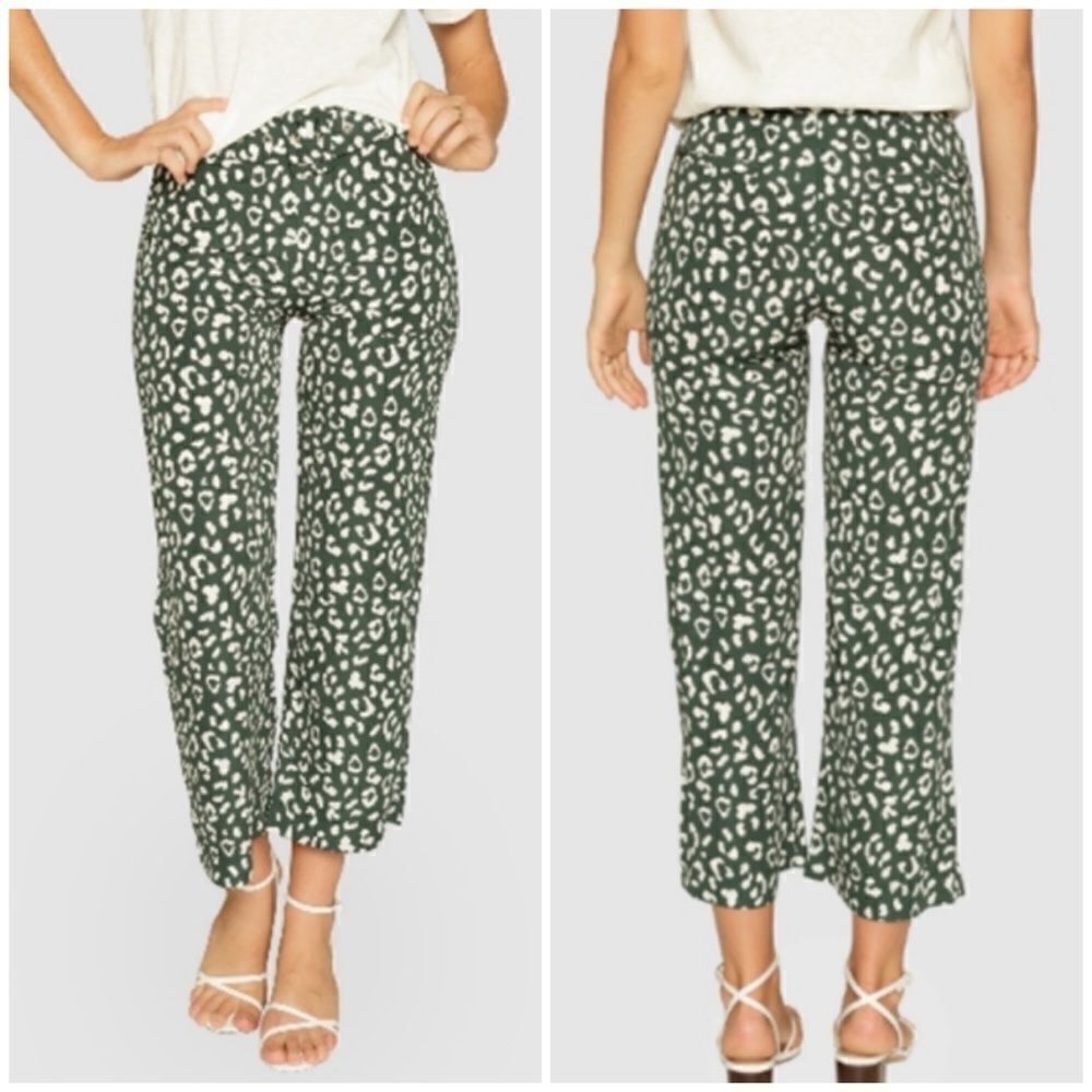 Apéro Leo Culotte Teal Leopard Print Cropped Pants
